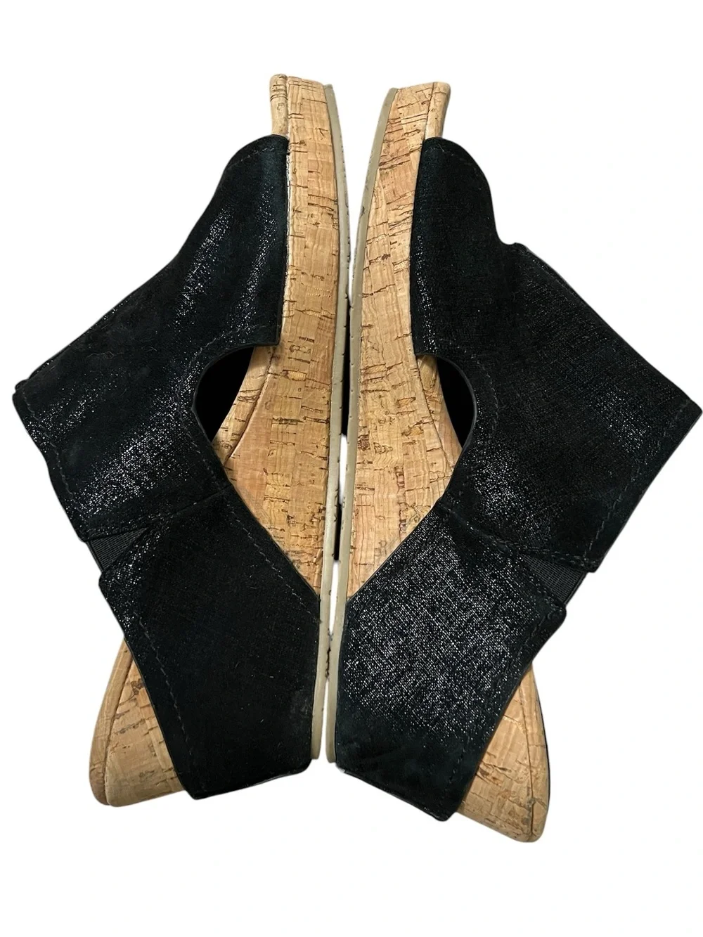 Donald J. Pliner Gerie black metallic leather wedge sandals minimalist